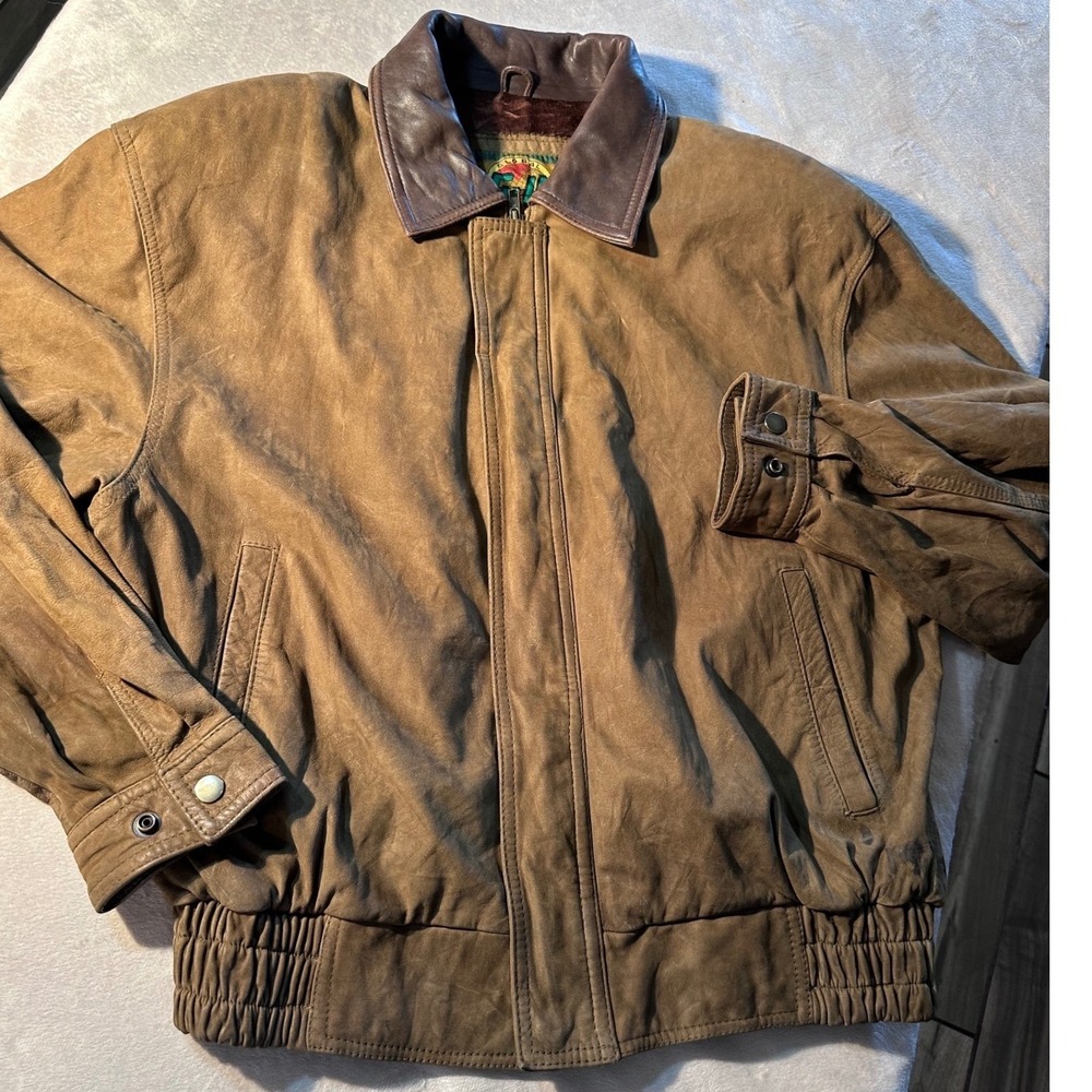 Vintage G-III Global Identity Mens Brownsuede Leather Bomber Jacket Flight Coat